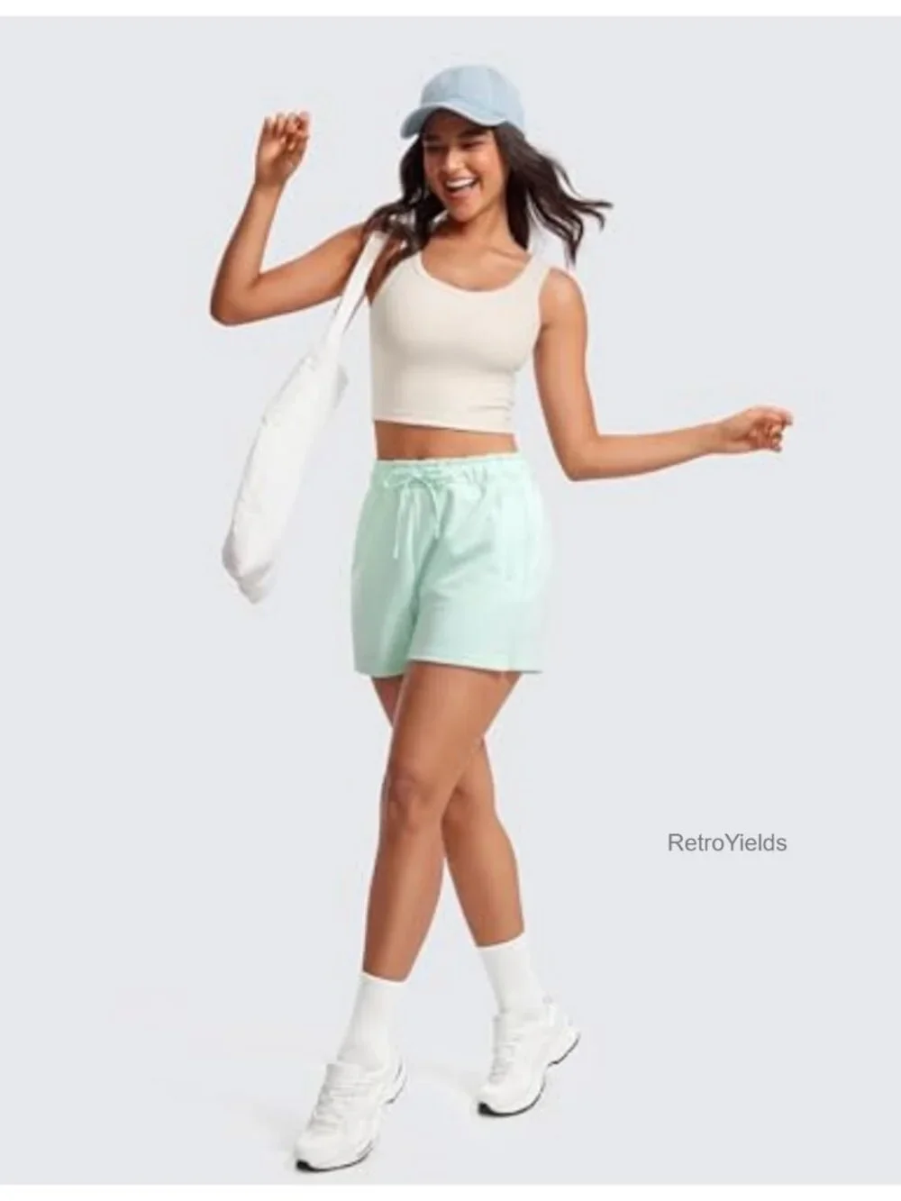 Women's Ribbed U Neck Crop Tank Top with Built in Bra Removable Pads